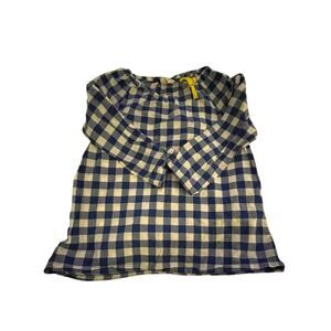 Mini Boden Girls’ Blue Checkered Long-Sleeve Top, Size 11-12 Years
